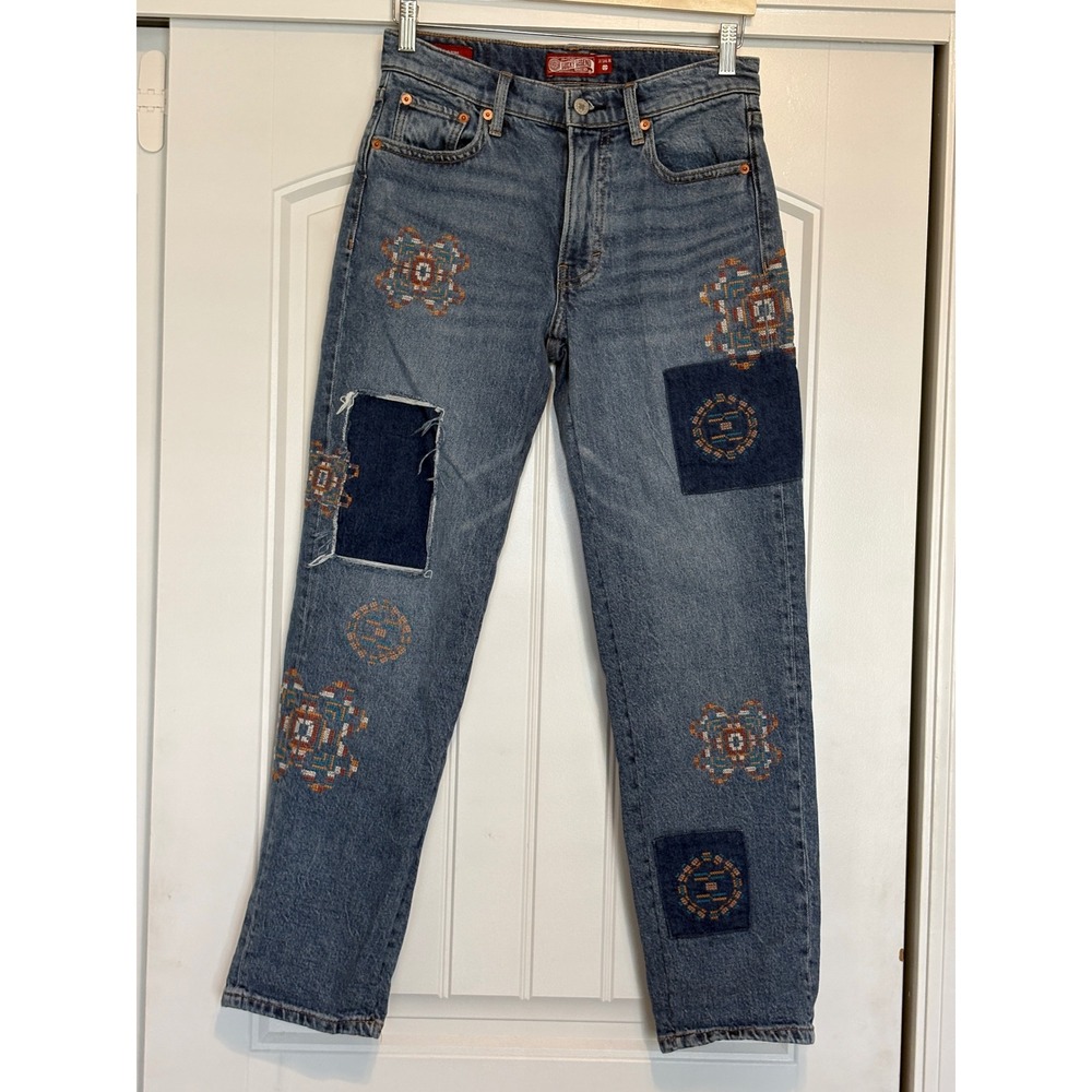 Lucky Brand Lucky Legend Embroidered Patchwork Straight Leg Jeans 2/26R Deni